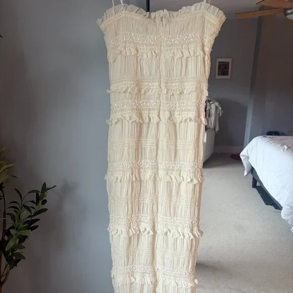 House of CB Ivory Sequin Pleat Maxi glamorous, sparkle sequin Dress "Solana" - Picture 5 of 6